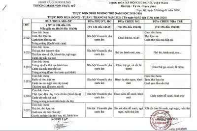 Thực đơn tháng 02-2026